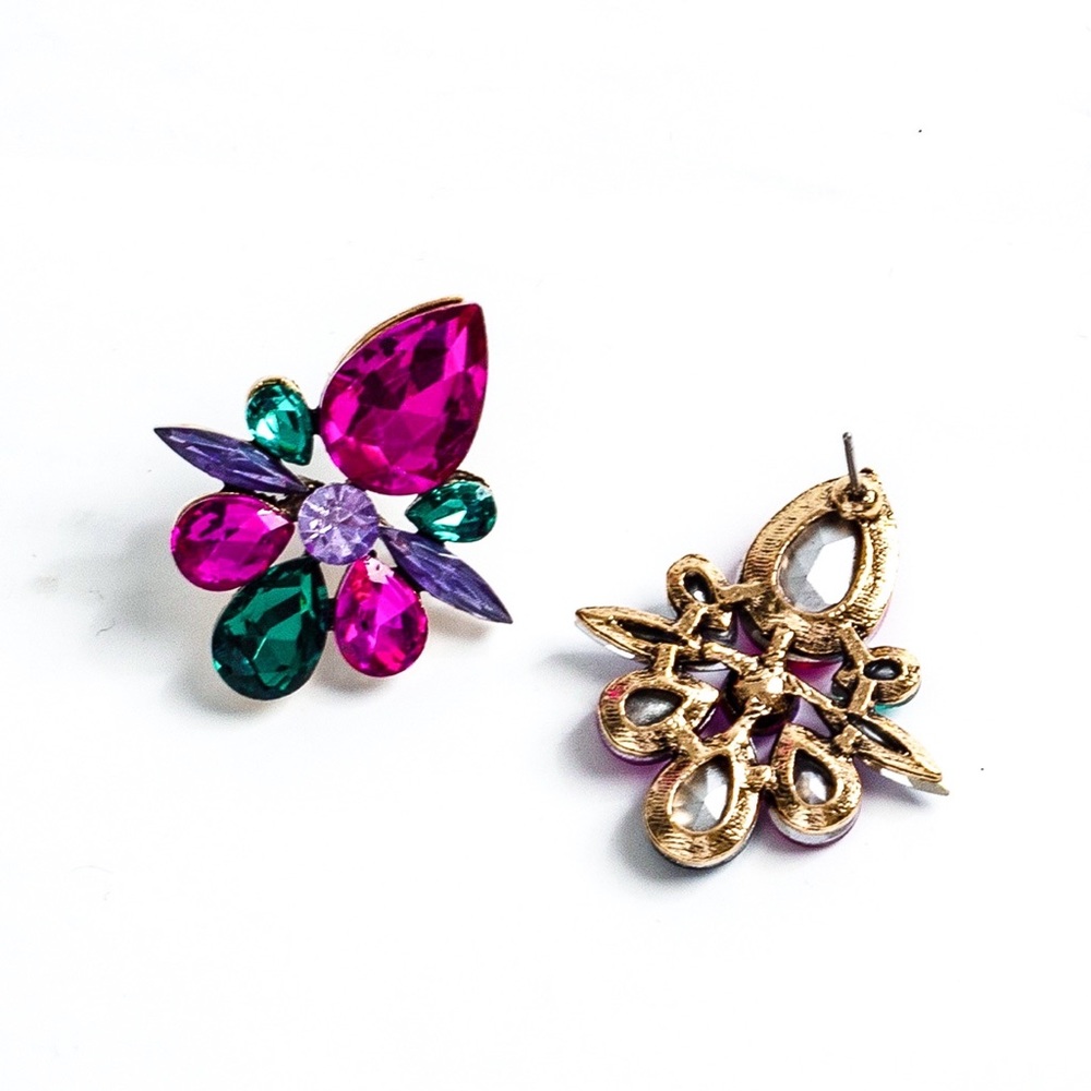 Any 2/$20! Fuschia/Purple & Green Crystal Stud Statement Earrings - Picture 5 of 7